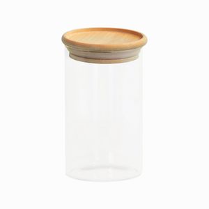 Pote de Vidro Empilhável com Tampa De Bambu 600mL - Oikos