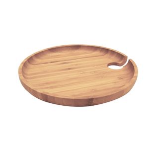 Bandeja Redonda com Apoio de Taça Bambu 20cm - Oikos
