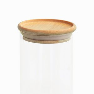 Pote de Vidro Empilhável com Tampa De Bambu 600mL - Oikos