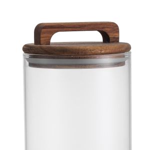 Pote de Vidro com Tampa De Acácia e Alça 650mL - Oikos