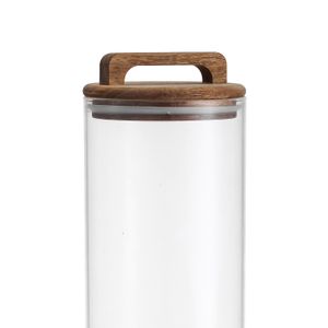 Pote de Vidro com Tampa De Acácia e Alça 1,3l - Oikos