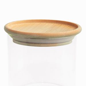 Pote de Vidro Empilhável com Tampa De Bambu 500mL - Oikos