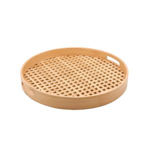 Bandeja Redonda de Bambu Vazada 40cm - Oikos