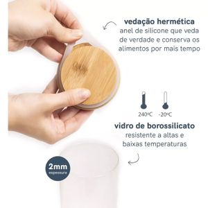 Pote de Vidro Empilhável com Tampa De Bambu 800mL - Oikos