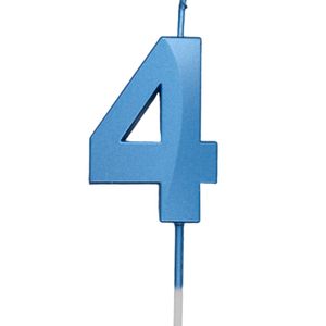 Vela de Aniversário Mini Número 4 Azul - Silver Plastic