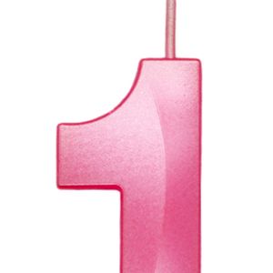 Vela de Aniversário Mini Número 1 Rosa - Silver Plastic
