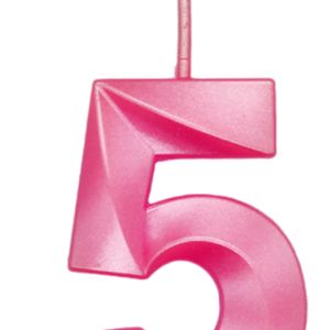 Vela de Aniversário Mini Número 5 Rosa - Silver Plastic