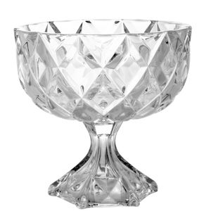 Centro de Mesa De Cristal Deli Diamond com Pé 24,5x24cm - Lyor
