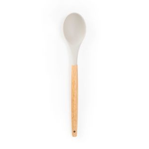 Colher de Silicone com Cabo De Madeira 32cm Cinza - Mozcada