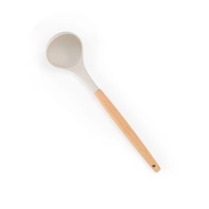 Concha de Silicone com Cabo De Madeira 32cm Cinza - Mozcada