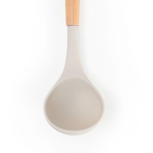 Concha de Silicone com Cabo De Madeira 32cm Cinza - Mozcada