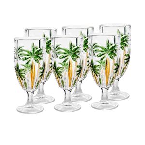 Jogo de Taças De Vidro 6 Peças Palm Tree Handpaint 450mL - Wolff