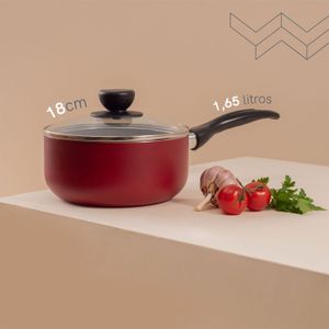 Panela Antiaderente 18cm Vermelha - Oikos