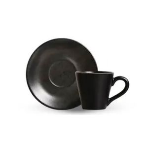 Xícara de Chá com Pires Stone 150mL Black - Scalla