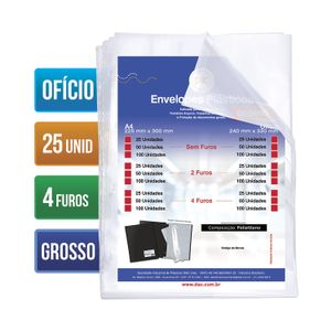 Envelope Plástico Ofício Espessura Grossa 25 Unidades - Dac