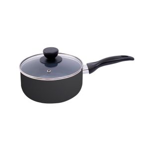 Panela com Tampa de Vidro Antiaderente 18cm Preta - Oikos