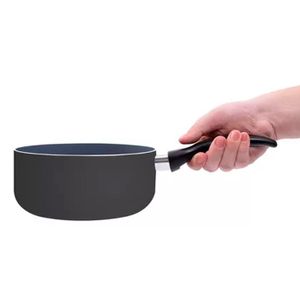 Panela com Tampa de Vidro Antiaderente 18cm Preta - Oikos