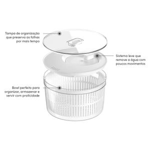 Kit Organizador e Secador de Salada Clear Fresh 5,5l - Ou