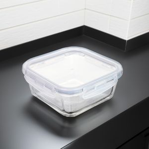 Pote Hermético Quadrado de Vidro com Tampa 740mL - Mozcada