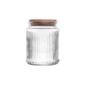 Porta Mantimento de Vidro com Tampa De Bambu Lines 530mL - Wolff