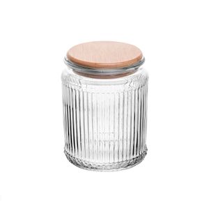 Porta Mantimento de Vidro com Tampa De Bambu Lines 530mL - Wolff