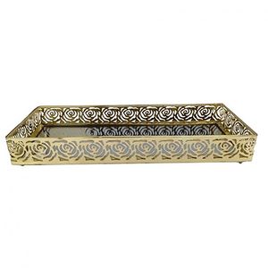 Bandeja Decorativa Retangular de Metal - Youbai