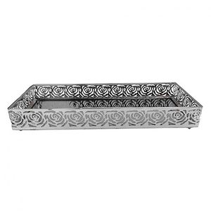 Bandeja Decorativa de Metal Prata - Youbai
