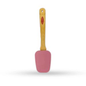 Espátula de Silicone com Cabo De Bambu 25cm Rose - Oliveira