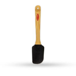 Espátula de Silicone Reta com Cabo De Bambu 25cm Preto - Oliveira