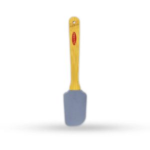 Espátula de Silicone Reta com Cabo De Bambu 25cm Azul - Oliveira