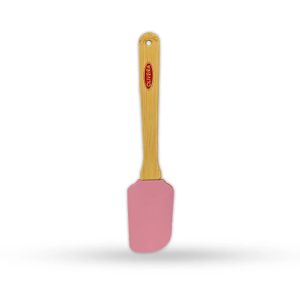 Espátula de Silicone Reta com Cabo De Bambu 25cm Rose - Oliveira