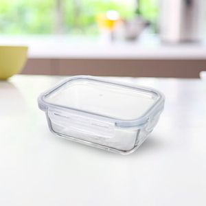 Pote de Vidro Hermético Retangular 420mL Transparente - Mozcada