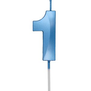 Vela de Aniversário Mini Número 1 Azul - Silver Plastic