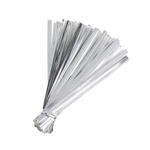 Lacre Metalizado 11cm Prateado 100 Unidades - Silver Plastic