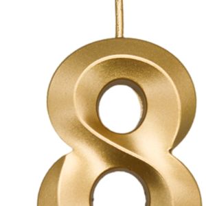 Vela de Aniversário Mini Número 8 Dourada - Silver Plastic