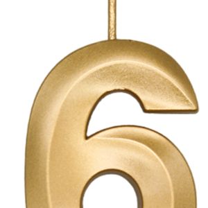 Vela de Aniversário Mini Número 6 Dourada - Silver Plastic