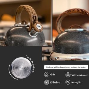 Chaleira com Apito Roma 2,7l Granito - Brinox