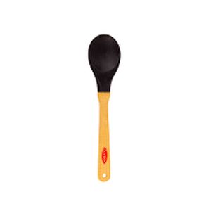 Colher de Silicone com Cabo De Bambu 27cm Preta - Oliveira