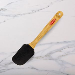 Espátula de Silicone Reta com Cabo De Bambu 25cm Preto - Oliveira