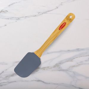 Espátula de Silicone Reta com Cabo De Bambu 25cm Azul - Oliveira