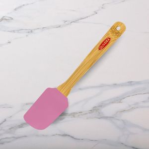 Espátula de Silicone Reta com Cabo De Bambu 25cm Rose - Oliveira