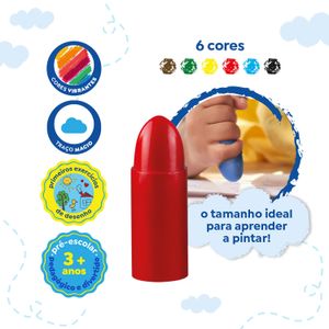 Giz de Cera Super Jumbo 06 Cores - Tris