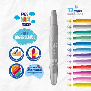 Giz Retrátil Mega Gel 12 Cores Metálicas - Tris