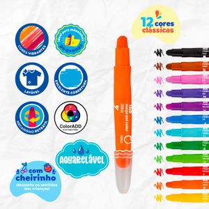 Giz Retrátil Mega Gel 12 Cores - Tris