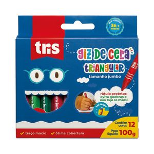 Giz de Cera Jumbo Triangular 12 Cores - Tris