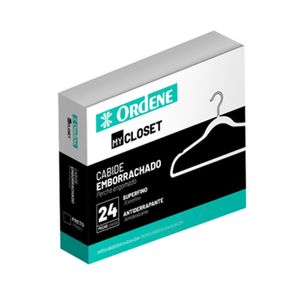 Kit 24 Cabides Emborrachados Preto - Ordene