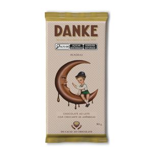 Barra de Chocolate Ao Leite Crocante De Amêndoas 90g - Danke