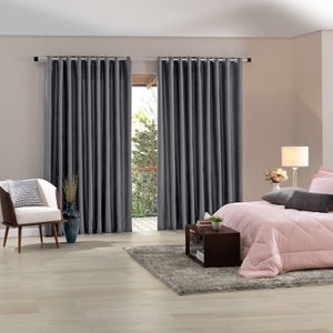 Cortina Corta-luz Tecido Blend 3x1,7m Cinza - Bella Janela