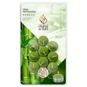 Kit de Vela Rechaud Bamboo 10 Unidades - Chama De Ouro