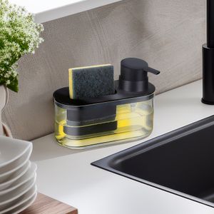 Porta Detergente e Esponja 18cm Preto - Arthi